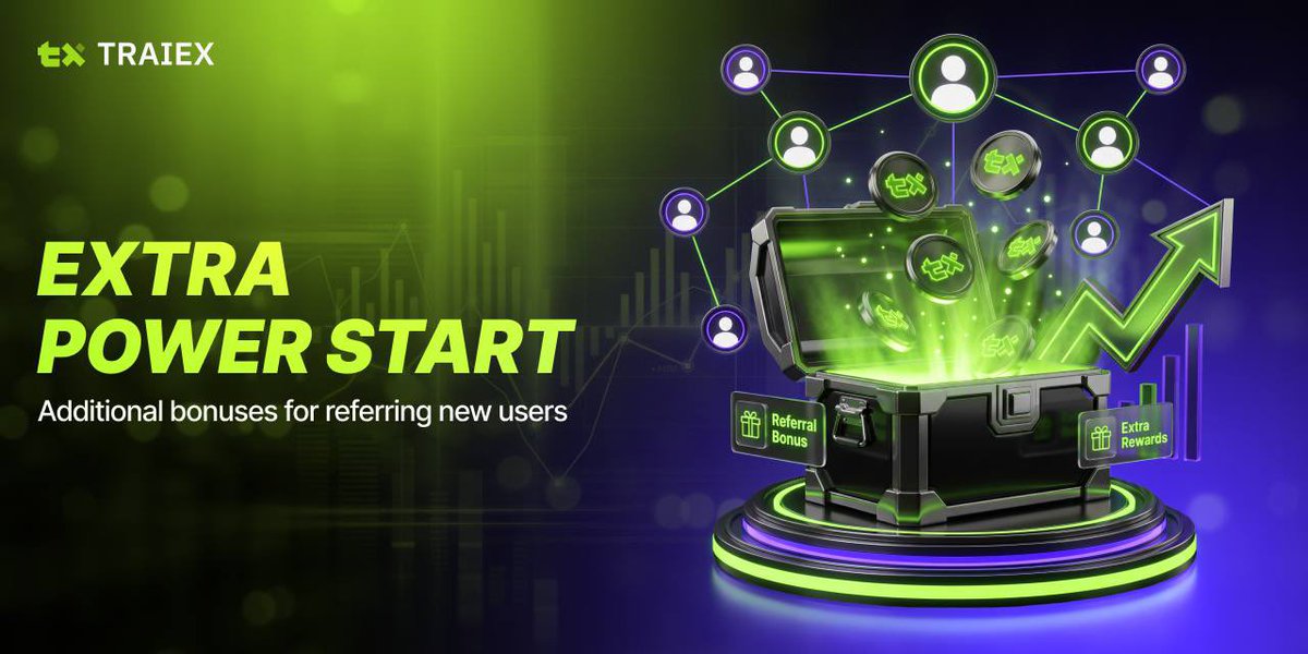 traiex_official's tweet photo. ⚡️ Extra Power Start is live on TRAIEX!

Regular Power Start bonuses used up or expired? Get a bonus equivalent to 50 USDT by inviting, within 30 days:
➡️ 1 new user who buys a bot trading subscription, or
➡️ 3 new users who each order a card.

Check your panel. https://t.co/HJdG4NbKX0