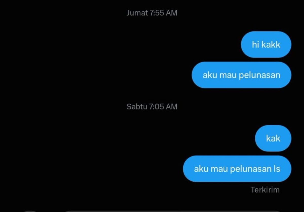 callmeyuun's tweet photo. waktu aku mau pelunasan ni orang tiba² ngilang gitu aja, dan tiba² after aku longtext ke dia buat ngasih penjelasan malah di take down produk nya di shopee, pdhal hari kmarin dia msh aktif di shopee https://t.co/FQrqQShIR4