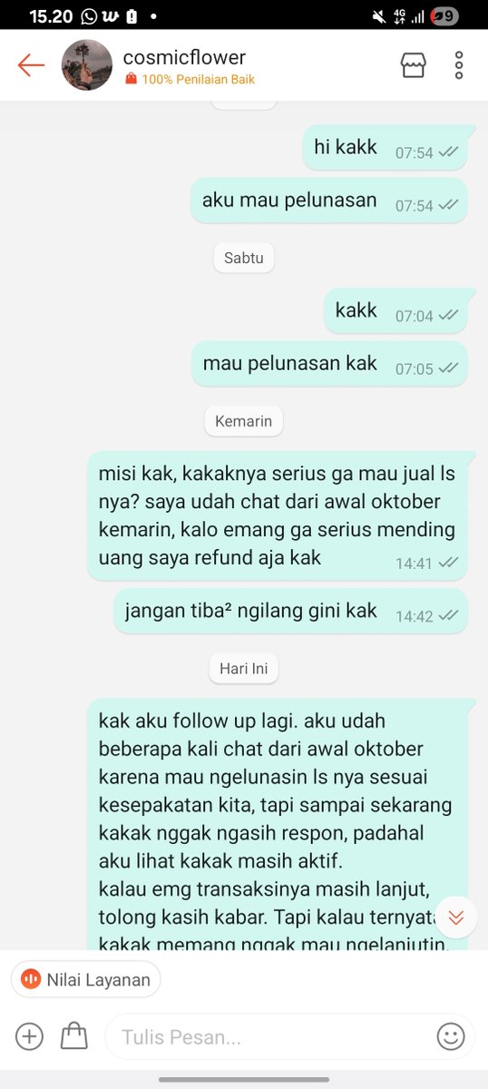 callmeyuun's tweet photo. waktu aku mau pelunasan ni orang tiba² ngilang gitu aja, dan tiba² after aku longtext ke dia buat ngasih penjelasan malah di take down produk nya di shopee, pdhal hari kmarin dia msh aktif di shopee https://t.co/FQrqQShIR4