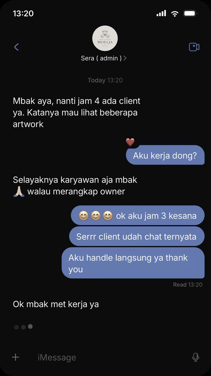 Sememuai's tweet photo. ⚲ 𝗠𝗔𝗜𝗦𝗢𝗡 𝗠𝗢𝗘𝗟𝗝𝗔, 𝗠𝗘𝗡𝗧𝗘𝗡𝗚.
    15.00 WIB

Disuruh kerja dan disambut luar biasa. Antusias banget karyawan-karyawan aku. 
** habis cuti dua minggu 😊 https://t.co/yFcrFEeFG3