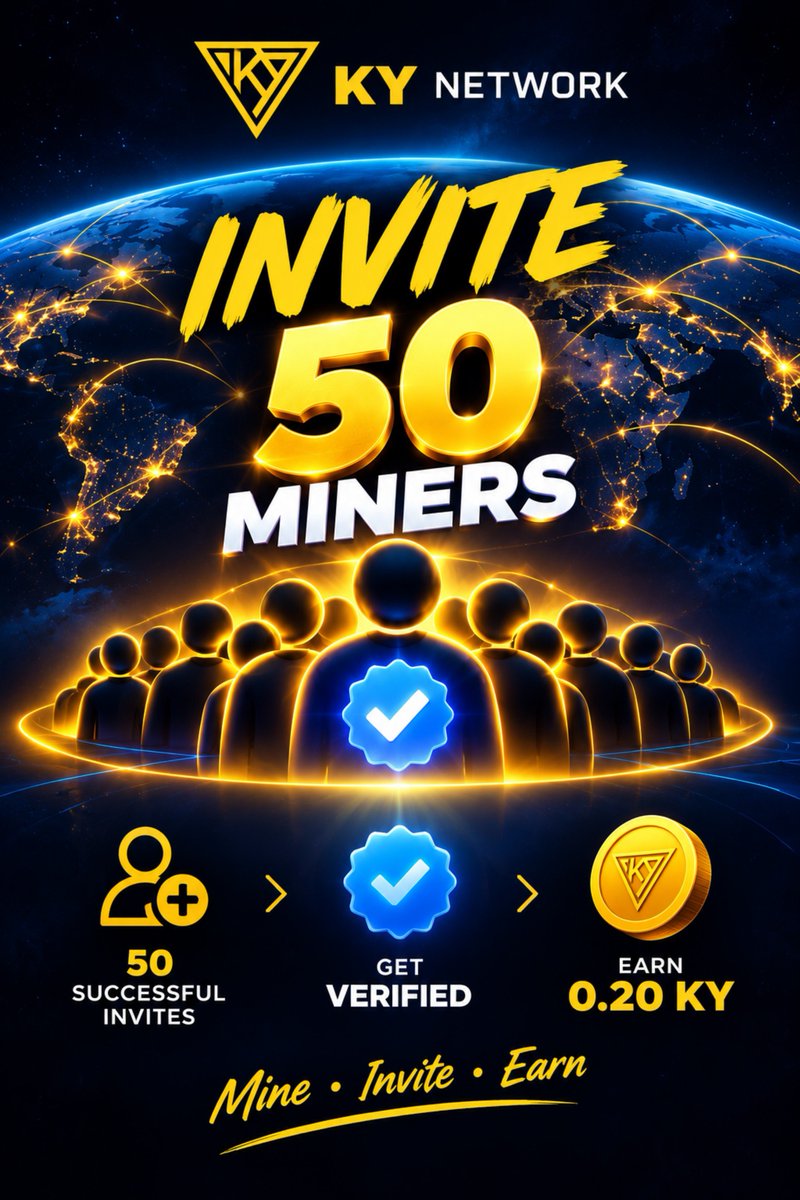 KYCoreTeam's tweet photo. 🔵 NO KYC. YOUR PRIVACY MATTERS.

KY Network does not require KYC. Instead, build your network and earn your verification. 🌍

👥 Invite 50 successful miners  Get an automatic Blue Tick 🔵 and become a Verified User.

🎁 Earn 0.20 KY for every successful referral.

**Check out the general in-app rules.

Mine. Invite. Earn. Get Verified.
#KYNetwork #KY #Crypto #Mining #Web3