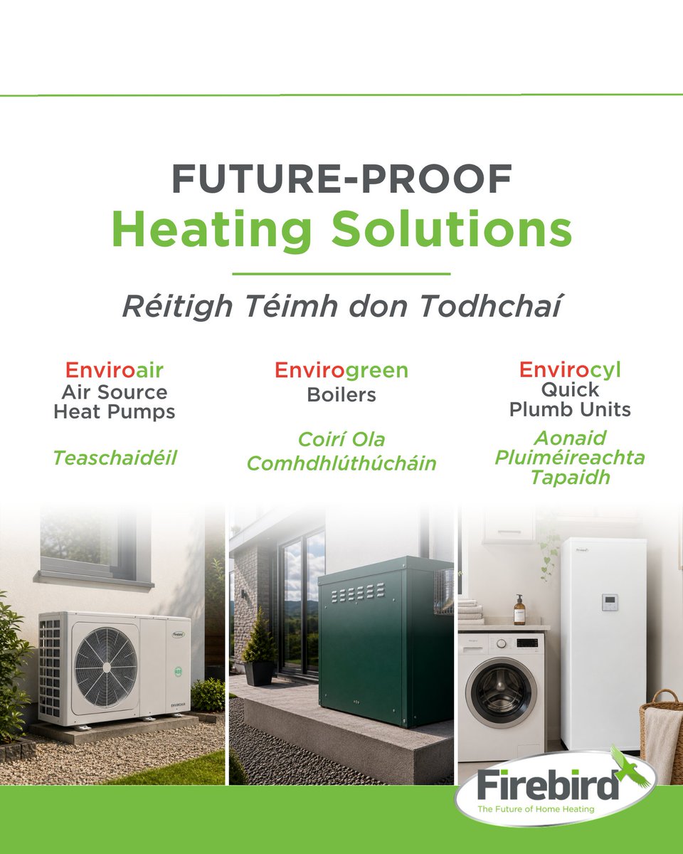 FirebirdHeating's tweet photo. Firebird’s diverse home heating product portfolio includes our Air Source Heat Pumps, Quick Plumb Units and HVO Ready Condensing Boilers. To find out more about Firebird’s future proofing products visit https://t.co/LsXPqqMJvP or call 026 45253.

#Firebird #HomeHeatingSolutions https://t.co/ugfo96Ucub