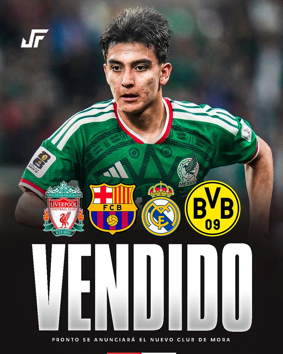 Jovenesfutmx's tweet photo. 🤯🇲🇽 ¡MORA VENDIDO POR MÁS DE 50 MDD!

Su agente, Rafaela Pimenta, ya tendría una oferta sobre la mesa de un club europeo, aún no revelado, por Gilberto Mora 💰

💥 De concretarse por esa cifra, Mora se convertiría en el jugador más caro en la historia del fútbol mexicano

Vía: \@TUDNMEX