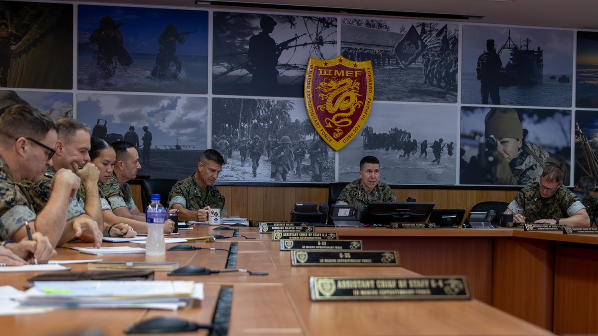 IIIMEF's tweet photo. Lt. Gen. Benjamin T. Watson addressed III MEF leaders today, reinforcing the Corps’ core values and his expectations for standards, discipline, and accountability. Every Marine and Sailor must uphold these standards on and off duty. https://t.co/Z0ELGbqCSU
