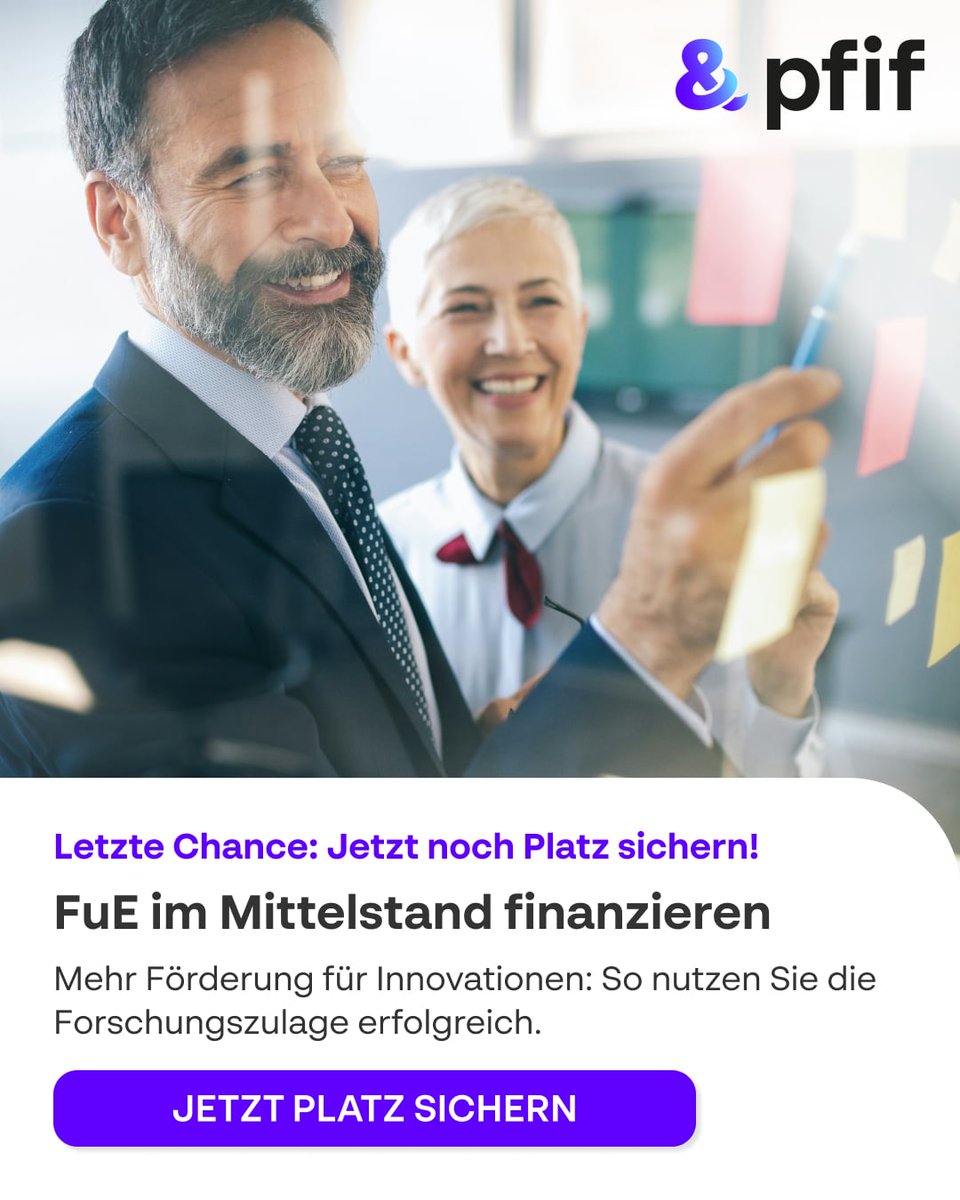 PFIFINNOVATION's tweet photo. ⏳ Reminder
Viele FuE-Projekte bieten Förderpotenziale, die ungenutzt bleiben.
Themen: ✔ Förderfähige Entwicklungsprojekte ✔ Praktische Projektstrukturierung ✔ Wirtschaftliche Potenziale der Forschungszulage
Anmelden: https://t.co/i7cKY1lxAL
#Forschungszulage #FuE #KMU #PFIF https://t.co/Cz8w0OXbjh