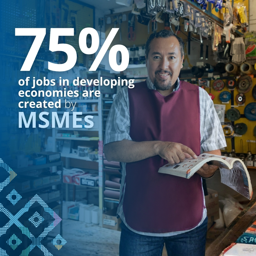 WBG_ClimateEnv's tweet photo. Micro, small & medium-sized enterprises (#MSMEs) account for ¾ of workers in developing economies. How can better data & digital tools help firms grow & create jobs?
Join us at the #WBGMeetings to explore how digitalization can expand financing at scale: https://t.co/413R3xbc53 https://t.co/jKtI7hLpvr