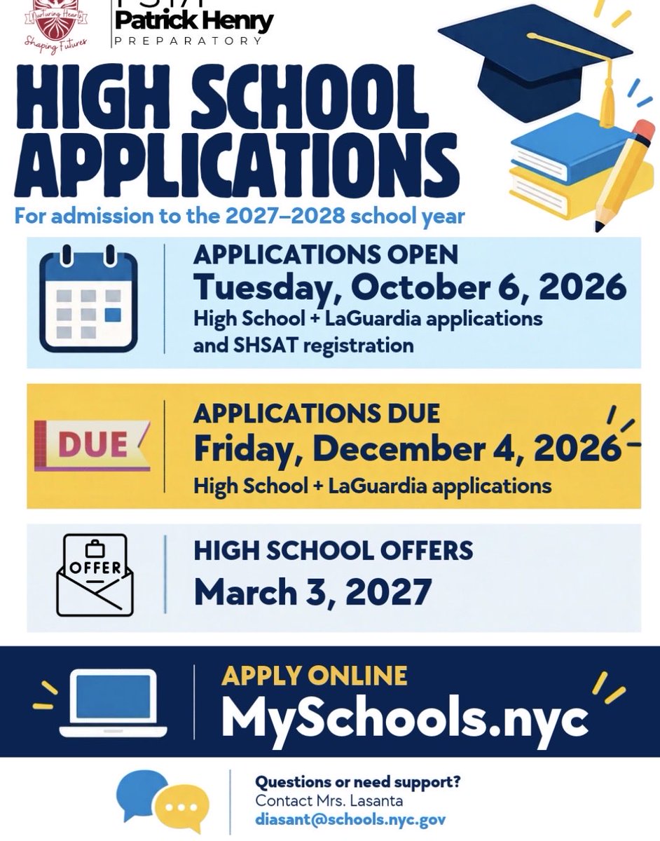 KristyDeLaCru15's tweet photo. @NYCSchools High School Applications open today! @CSD_4 @UFT @FollowCSA @DC37nyc https://t.co/G8lrwKDWKJ