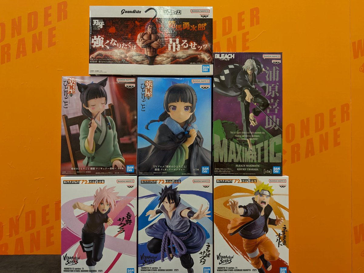 wondercrane's tweet photo. 📷プライズ入荷情報📷

◎VIBRATION STARS -NARUTO 72 series-
サクラ、サスケ、ナルト

◎薬屋のひとりごと 猫猫フィギュア~毒見~、~ポンチョ~

◎BLEACH MAXIMATIC KISUKE URAHARA

◎刃牙 範馬勇次郎-強くなりたくば吊るせッッハンガー-フィギュア
入荷いたしました!!
#クレーンゲーム https://t.co/w5R9kyGjiw