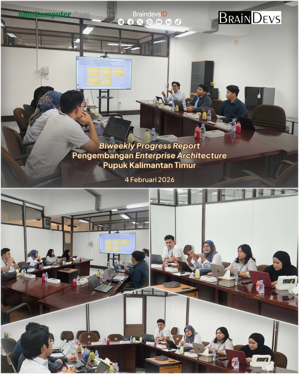 Braindevsid's tweet photo. Pada 4 Februari 2026, Braindevs bersama Pupuk Kalimantan Timur melaksanakan Biweekly Progress Report Pengembangan Enterprise Architecture. https://t.co/UKP1goFtYN