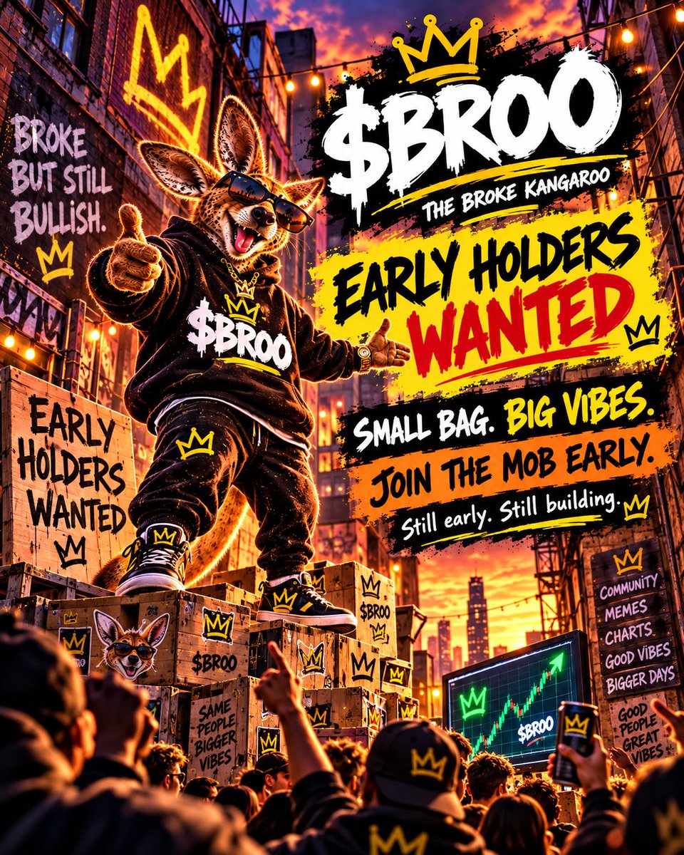 BrokeKangaroooo's tweet photo. Still early. Still building. Still looking for the first few real $BROO holders. 🦘

No crazy promises.
No fake hype.
Just memes, community, and a broke kangaroo trying to build something people actually want to be part of.

If you’ve been watching from the sidelines, have a look for yourself.

CA:
B1AffFqNVmUXSV6yXSSxqXrV8zStP54SEgrf5386pump

https://t.co/2D3f2auZb0

#BROO #Solana #Memecoin