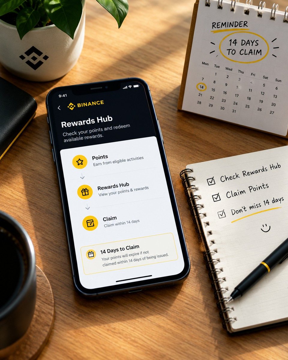 ramzancrypto786's tweet photo. One small Binance Points detail that’s easy to miss 👀

Earning Points is only one part of the process.

After completing an eligible activity, you need to check your Rewards Hub and claim the Points.

The simple flow is:

Complete eligible activity
↓
Earn Points
↓
Claim in Rewards Hub
↓
Redeem available rewards

But there’s an important deadline:

Binance says Points must be claimed within 14 days of being issued. If they stay unclaimed, they expire.

So checking your Rewards Hub regularly can be just as important as completing the eligible activities.

You can also use the Rewards Hub to see available tasks, track your Points and explore available rewards.

Activities and rewards can vary depending on your region and eligibility.

Have you checked your Rewards Hub recently?

Official Binance Points FAQ:
https://t.co/86tKzcbMCo

#Binance #BinancePoints #Rewards #BinanceSquare #Crypto #Web3 #RewardsHub
