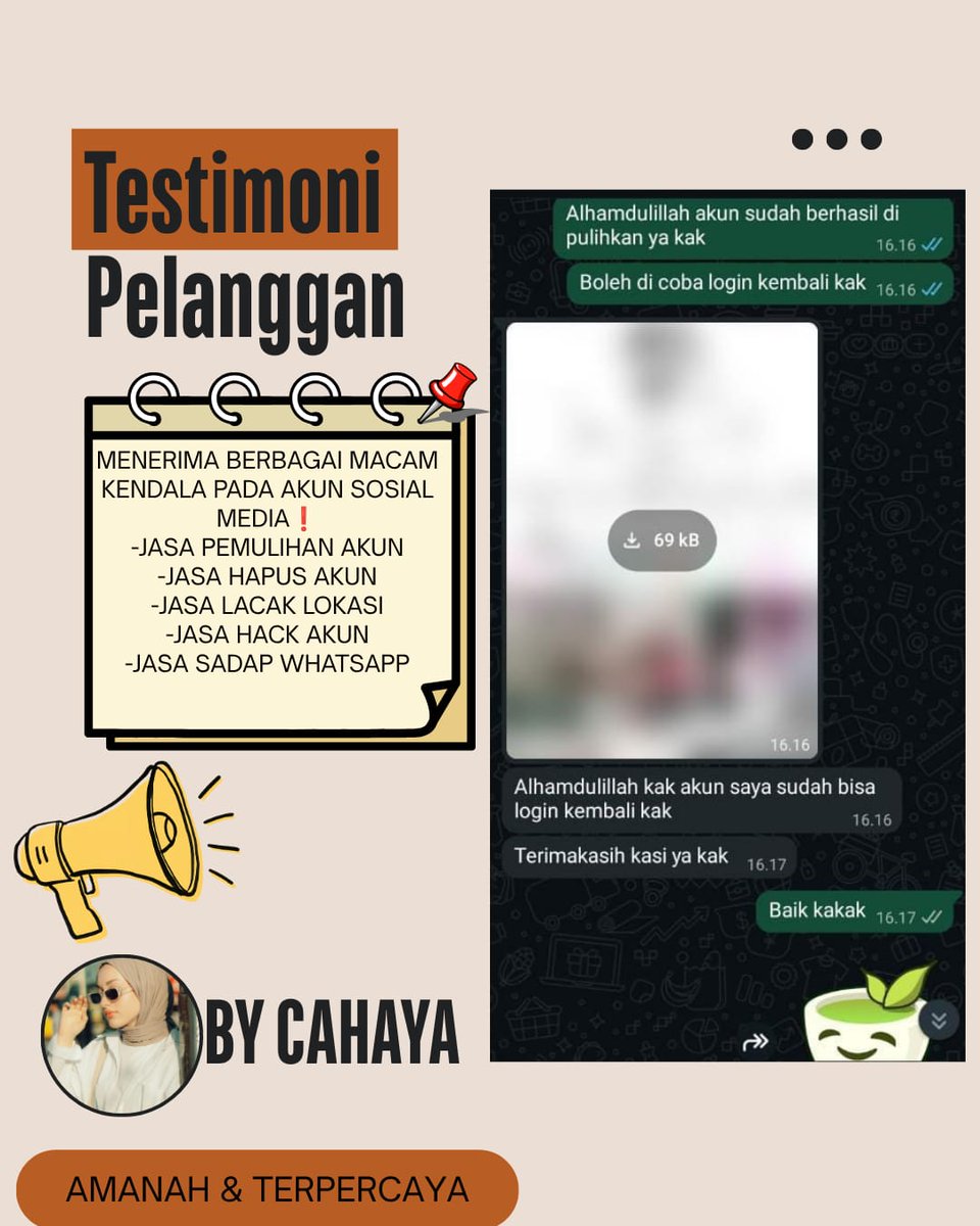 hyfioa's tweet photo. Menerima Jasa Pemulihan &amp; Perbaikan Akun Sosmed.

- Pulihkan,Balikin &amp; Hapus/Nonaktifkan Akun.

- Lacak Lokasi, Sadap Wa, Hack Akun &amp; Lainnya.

( Facebook, Instagram, TikTok, WhatsApp, Line, Twitter/X, Gmail/Email,Telegram, Game &amp; Lainnya ) #zonauang

Fast On WhatsApp Di Profil✅ https://t.co/DxgxSTOPE5