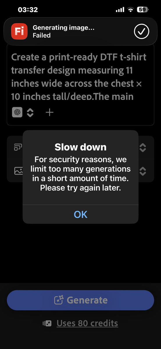 bgavin63's tweet photo. Gosh damn #CreativeCloud
@Adobe stop telling me to slow down when using your apps I pay you good money for the use. I just opened FI and hit generate for the first time in 36 hours
And it tells me
Slow down! F. Off adobe https://t.co/lkDyDPBRXX