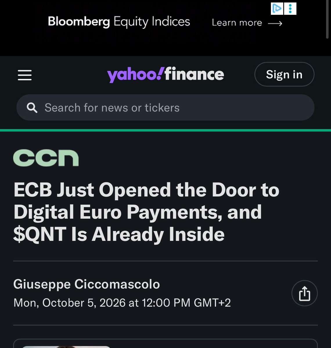 SanNL11's tweet photo. ECB Just Opened the Door to Digital Euro Payments, and $QNT Is Already Inside 🏦🏦🏦🏦🏦🏦🏦

🇪🇺🇪🇺🇪🇺🇪🇺🇪🇺🇪🇺🇪🇺🇪🇺🇪🇺🇪🇺🇪🇺

Yahoo Finance https://t.co/GKBM2kYeQz