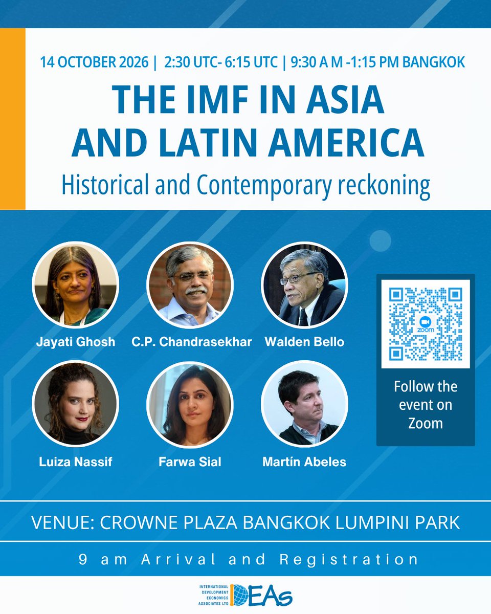 DevEconNetwork's tweet photo. 📌Participate in our independent panel event: “IMF in Asia & Latin America: Historical & contemporary reckoning”, happening during week of Civil Society Policy Forum. Read: https://t.co/2UbfN8KJo1
🗓 Sched: 14 Oct, 9:30-13:15 (Bangkok time)
✋🏼Participation mode: Hybrid
* https://t.co/w840JInwu9 - RSVP via link to attend in person at Crowne Plaza Bangkok Lumpini Park
* https://t.co/GT1XEZWOXv - Bookmark this link for Zoom session #CSPF
