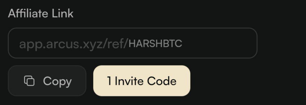 Harshbtcrypto's tweet photo. Got One More Code From @arcus_xyz For completing 1M Volume Arcus Code is Rare ๐ฟ
I will Send this Code for who Join From my link and Have Good Perp Stats.
https://t.co/OEFoiQp3eZ
Dm Are Open
I Have 4Codes Left Till Now
#arcus #arcuscode https://t.co/S5V5uJxUJF