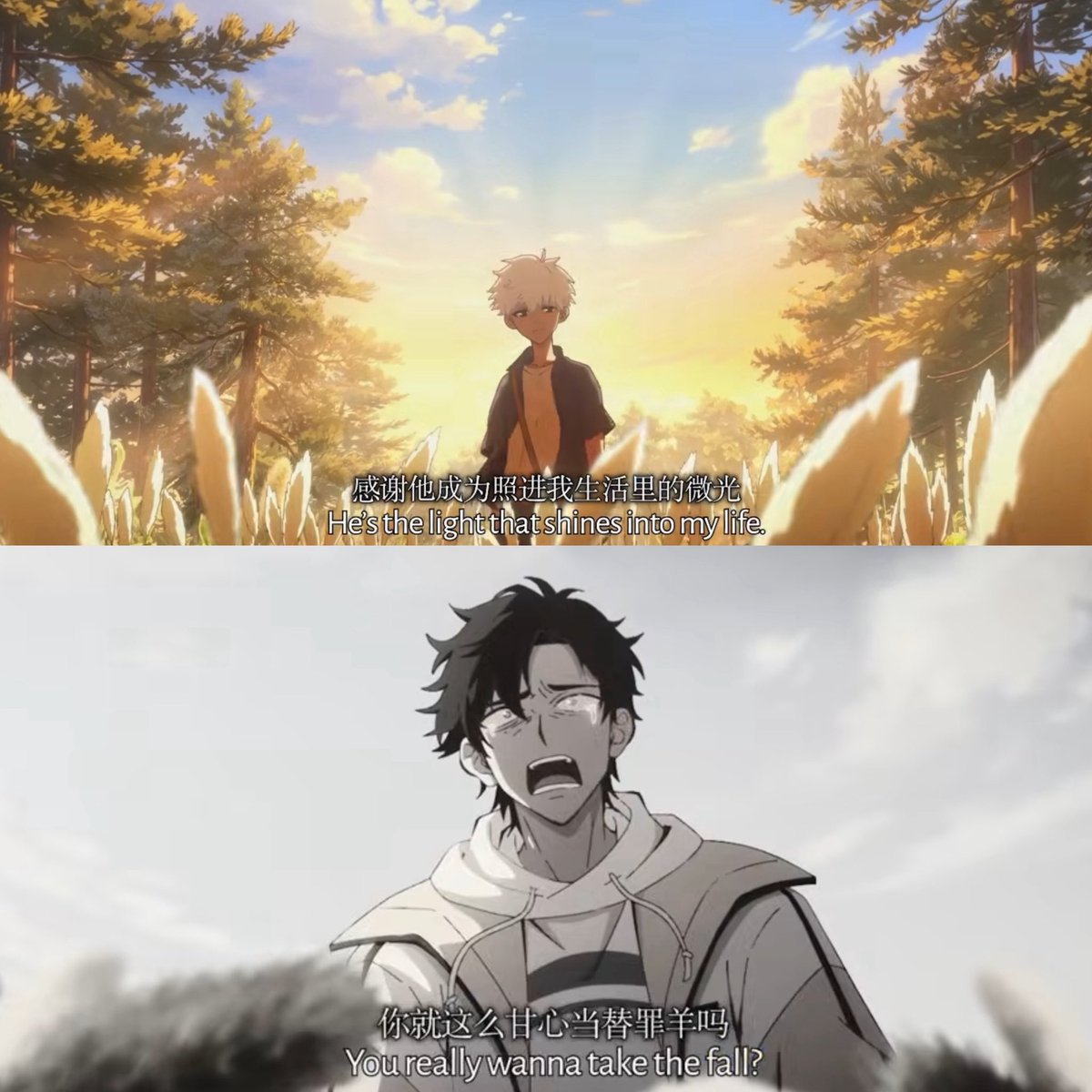 dkbk_shiguang's tweet photo. And then, this is the second one, where Cxs is connected with Lg, but he gets stuck. And it seems like Lg has some tears in his eyes #lcs3ep11 #lcs3e11 #lcs3ep12 #lcs3e12 https://t.co/BI4j4jEeCj