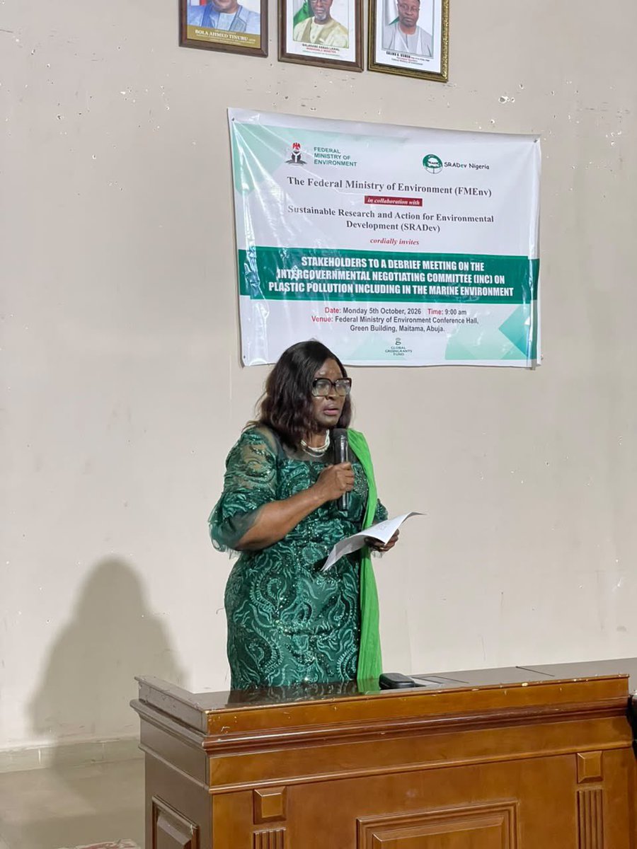 sradev's tweet photo. Yesterday, the Federal Ministry of Environment (Department of Pollution Control and Environmental Health), in collaboration with SRADeV Nigeria, hosted the INC on Plastic Debrief via Zoom. 🌍
A big thank you to everyone who joined
#INCPlastics #PlasticsTreaty #EndPlastic https://t.co/uBrb7YMpEp