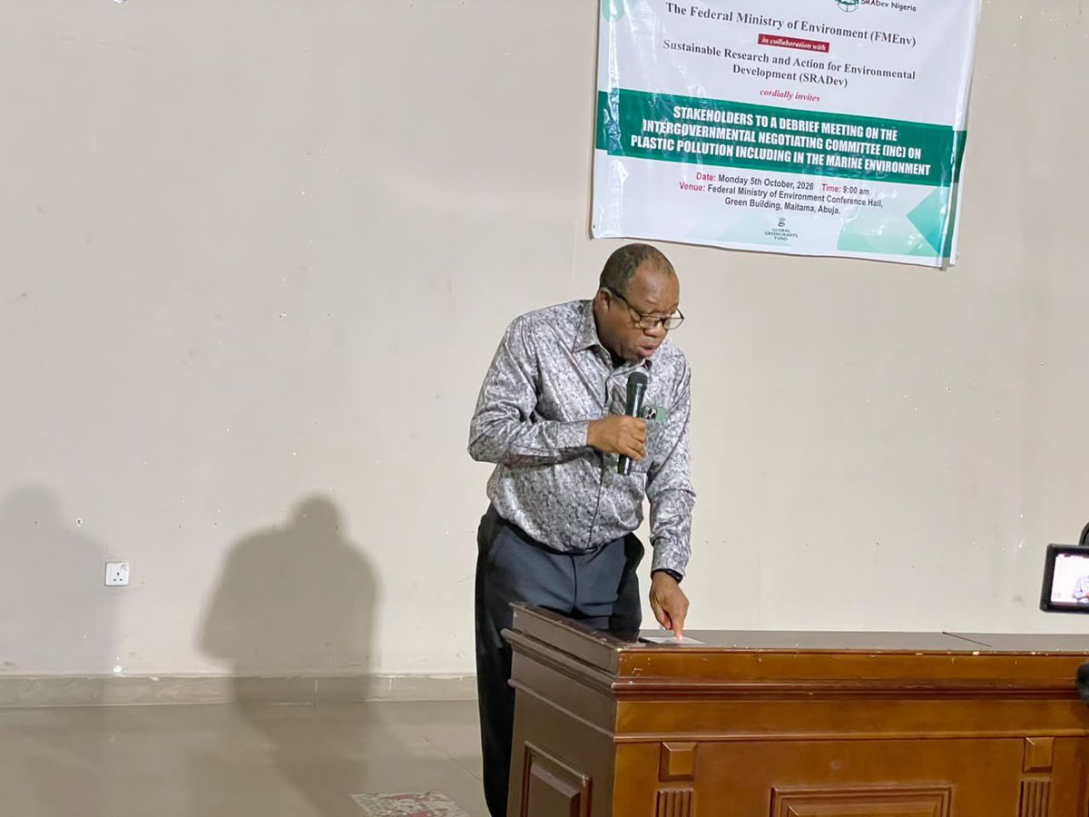 sradev's tweet photo. Yesterday, the Federal Ministry of Environment (Department of Pollution Control and Environmental Health), in collaboration with SRADeV Nigeria, hosted the INC on Plastic Debrief via Zoom. 🌍
A big thank you to everyone who joined
#INCPlastics #PlasticsTreaty #EndPlastic https://t.co/uBrb7YMpEp
