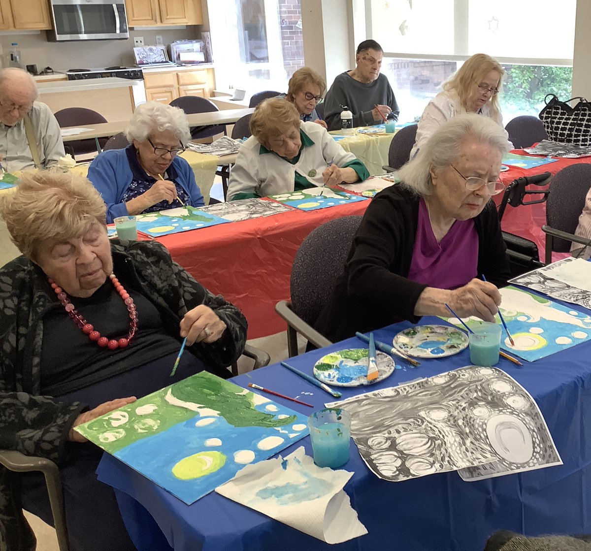 GurwinJewish's tweet photo. Our Assisted Living residents took a creative stab at their own take on a Van Gogh-inspired harvest scene!

#Gurwin #AssistedLiving #SeniorArt #ArtTherapy #CreativeAging#FallArt #VanGoghInspired #SeniorCare #Commack #LongIsland Gurwin Jewish - Fay J. Lindner Residences https://t.co/tPFMy8QvXw