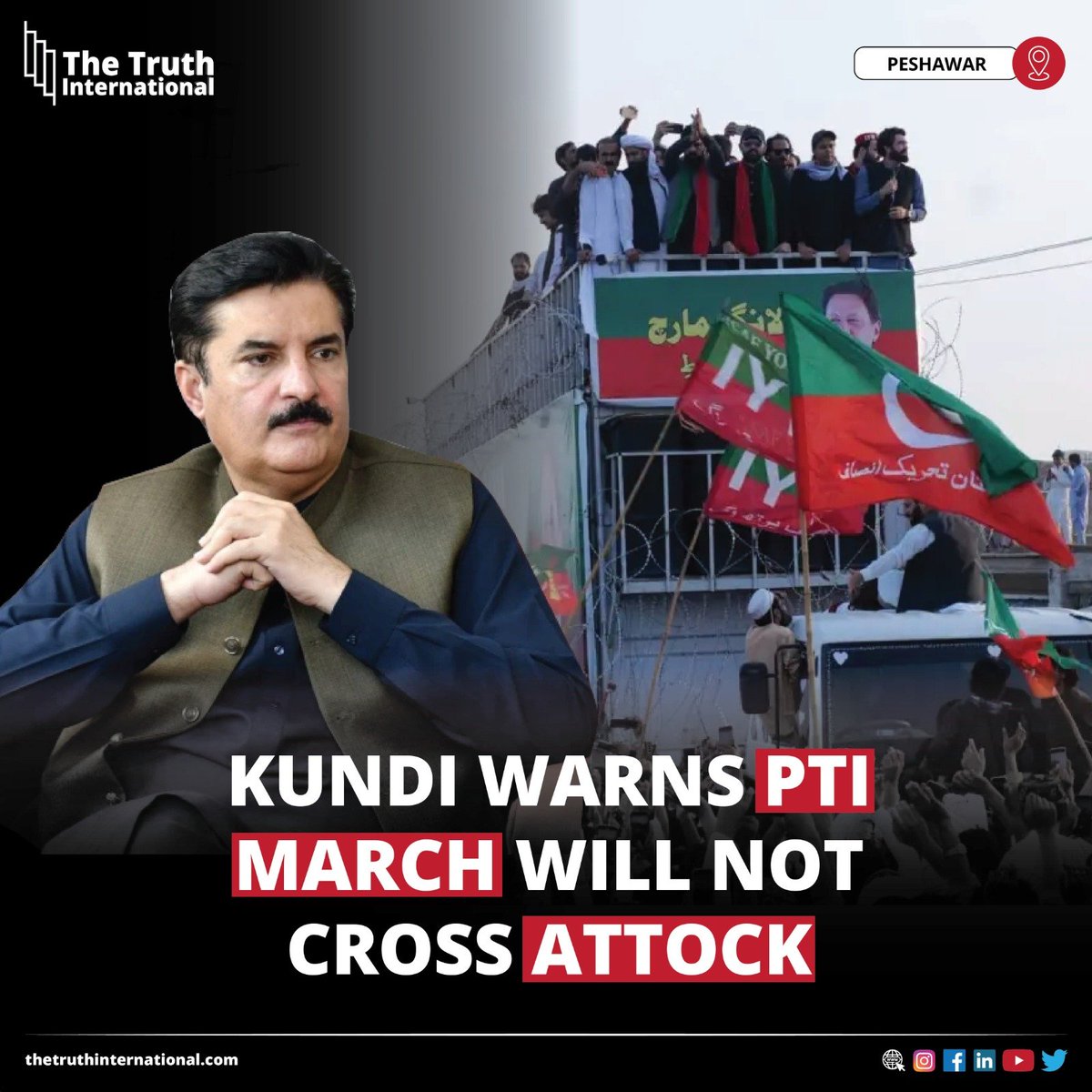 ttimagazine's tweet photo. Kundi Warns PTI March Will Not Cross Attock
FIND MORE: https://t.co/3reibimsUL
#Kundi #PTI #March #Cross #Attock #Peshawar #TTI https://t.co/xlKCBhisMo