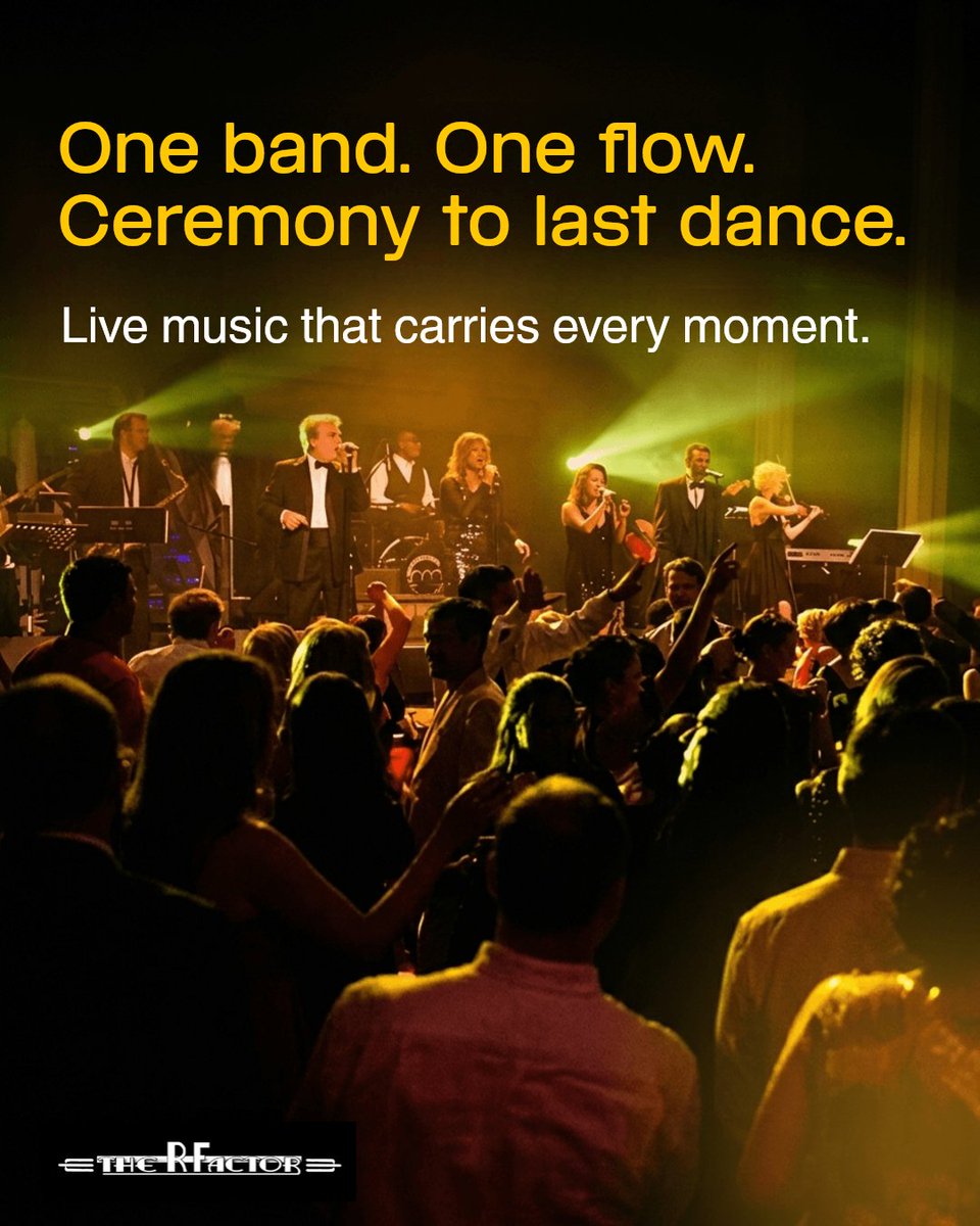 therfactorband's tweet photo. Worried the energy will feel choppy from ceremony to dance floor?

One live band carries the whole night with smooth transitions, 30 years of live performance, and a 750-song catalog.

Book now.

Secure your year-end celebration slot. https://t.co/63PZCFwhrI https://t.co/CnOOmeOqXc