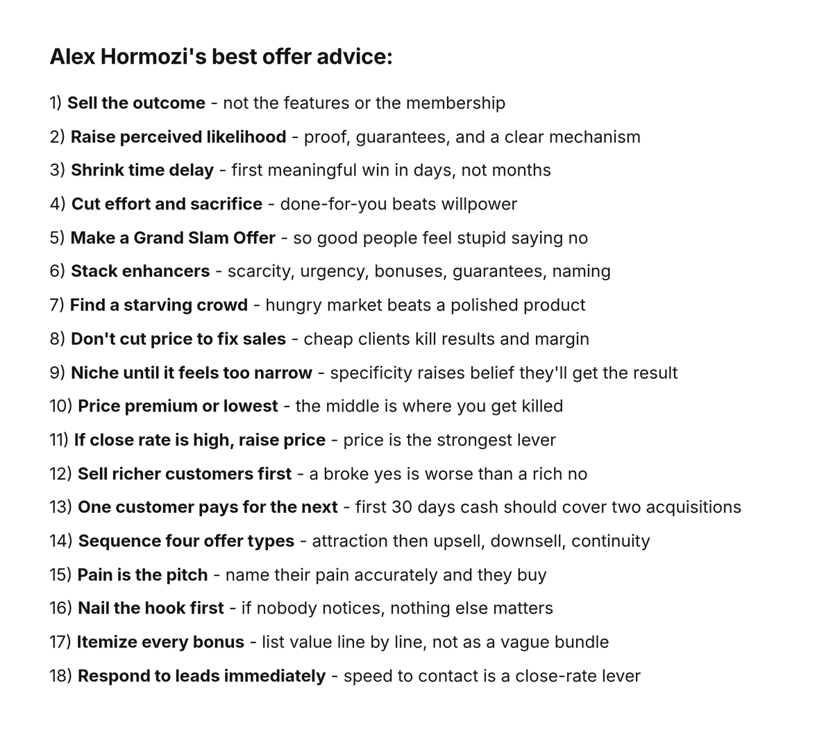 MitchellKeller_'s tweet photo. I compiled Alex Hormozi's best offer advice https://t.co/ZrIufttPs7