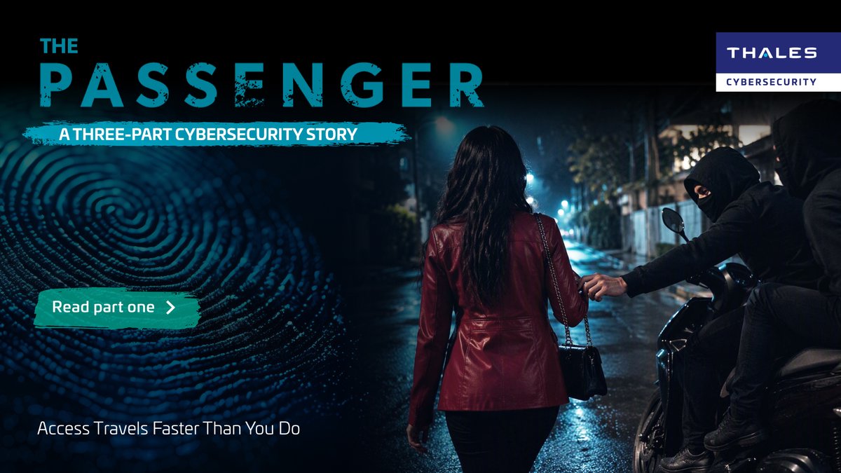 ThalesCloudSec's tweet photo. What happens when a stolen phone is only the beginning? 📱

This #CybersecurityAwarenessMonth, we’re taking a different approach to exploring everyday cyber risk.

The Passenger is a three-part fictional series following business traveler Sarah after her phone is stolen – and showing how quickly one everyday security incident can escalate into something much bigger.

Dive into part one to see where her story begins, and stay tuned for part two, coming soon 👀
https://t.co/V3AYYv3stm