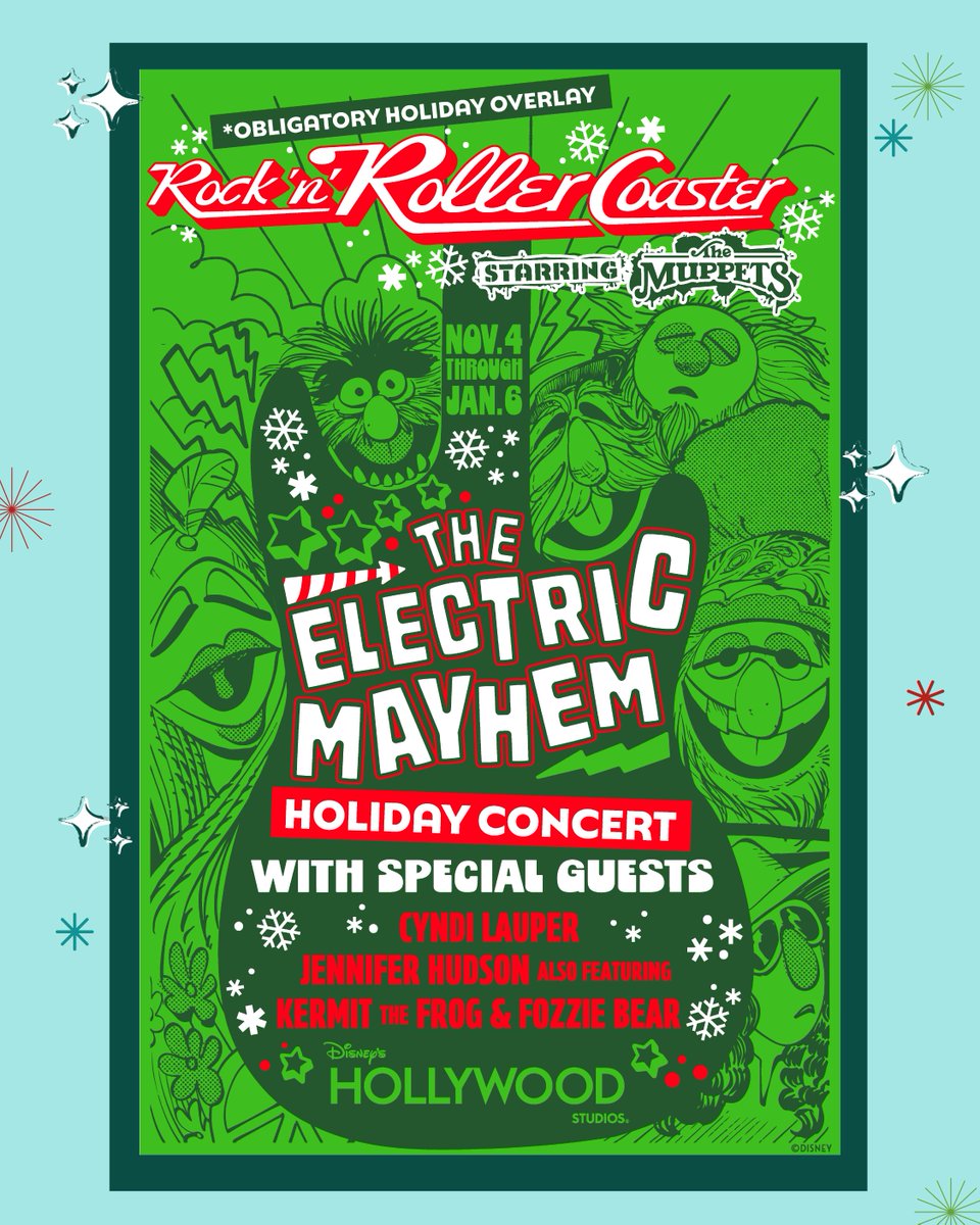 DisneyParks's tweet photo. An early holiday surprise at @WaltDisneyWorld ✨ Guardians of the Galaxy: Cosmic Rewind, Rock 'n' Roller Coaster Starring The Muppets and Alien Swirling Saucers will feature festive music starting next month 🎄 https://t.co/syKbM1SSN4