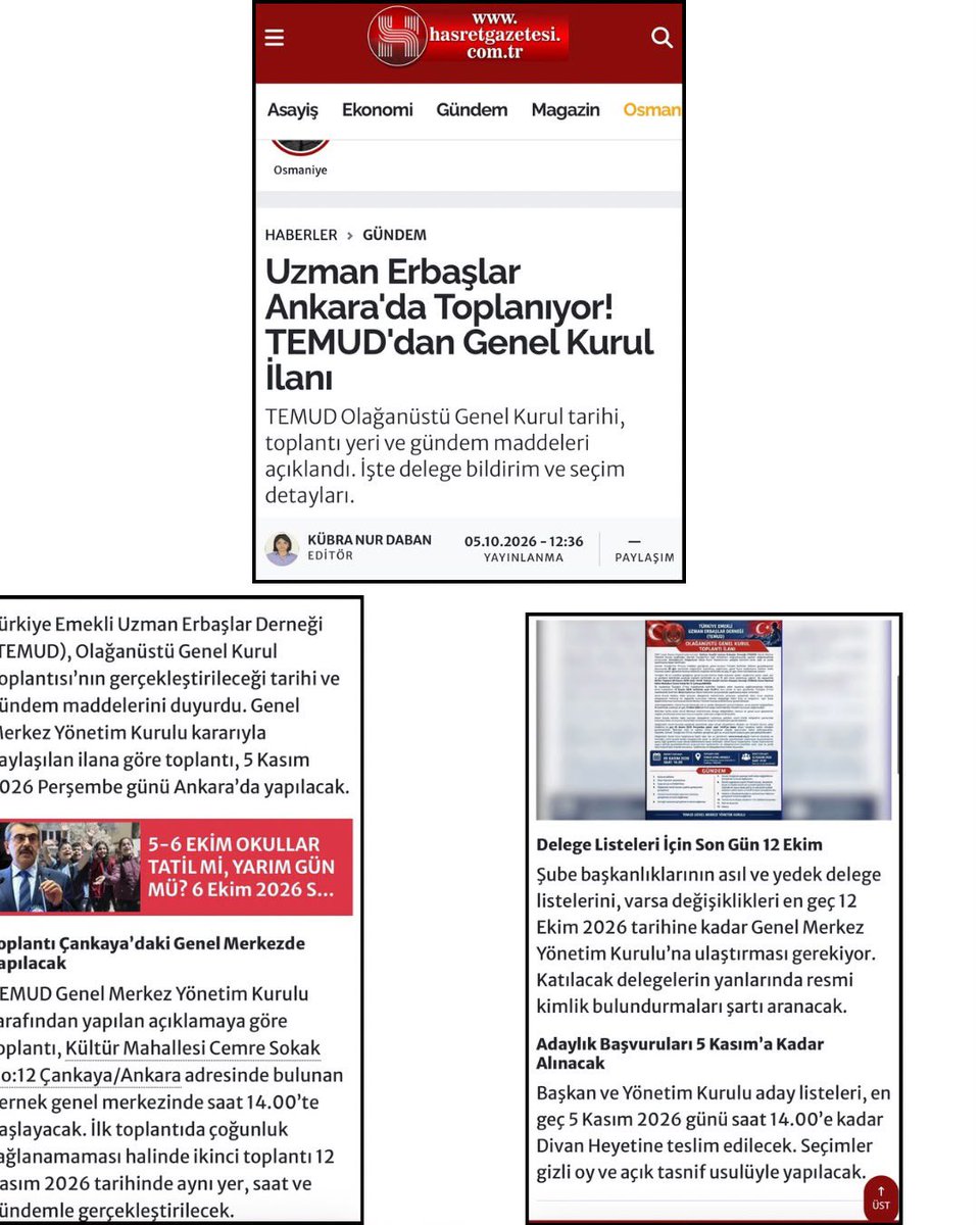 alitilkici38's tweet photo. Türkiye Emekli Uzman Erbaşlar Derneği (TEMUD) olarak gerçekleştireceğimiz Olağanüstü Genel Kurul duyurumuzu haberleştiren ve kamuoyuyla paylaşan Hasret Gazetesi’ne teşekkür ediyoruz.

Uzman erbaşların sesi ve gündemiyle ilgili çalışmalarımıza gösterdikleri ilgi ve duyarlılık için Hasret Gazetesi’ne ve değerli basın mensuplarına teşekkür eder, çalışmalarında başarılar dileriz.

🔗 Haber:
https://t.co/LPiVuQrU7O

Türkiye Emekli Uzman Erbaşlar Derneği (TEMUD)
#UzmanÇavuş
@TEMUD_2024