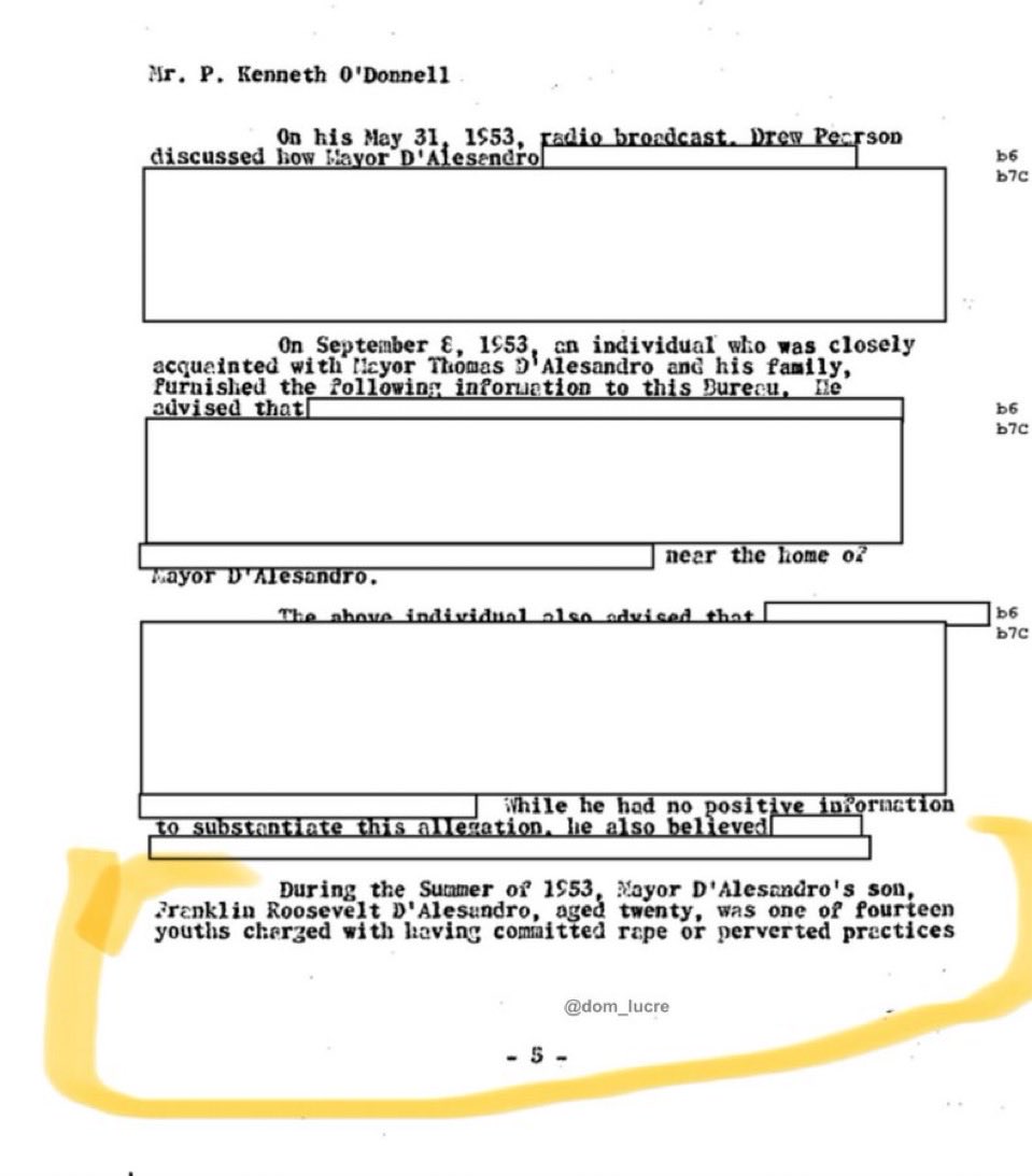 DeepLeaksHQ's tweet photo. On January 9, 2021 it was revealed that the FBI covered up Nancy Pelosi’s brother Franklin Roosevelt D’Alesandro arrest for the R*pe of an 11 and 13 year old girl in newly released unclassified FBI documents that leaked from Nancy Pelosi’s laptop. He was the only man of the 12 men charged that was acquitted. 

This can be found on Page 42 of the FBI report