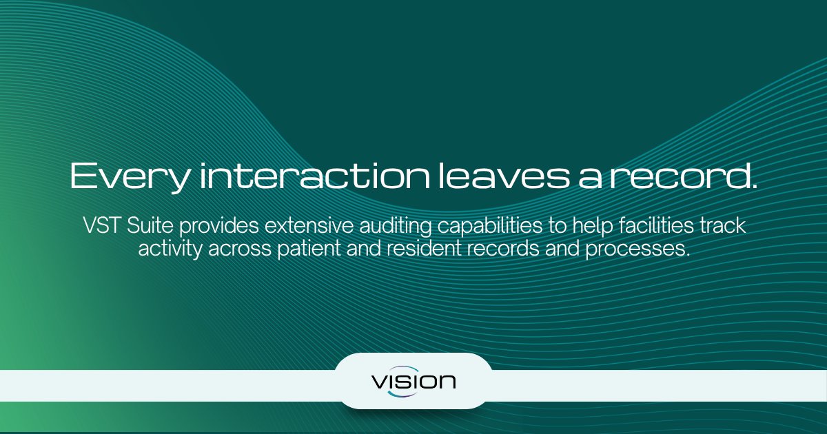 vision_software's tweet photo. VST Suite audit reports help facilities track patient/resident record activity, including record views, generated reports, historical reviews, and interface or manual entries. Learn more at https://t.co/MO13HH2HDB. #HealthcareTechnology https://t.co/HZMy0Xz1s5
