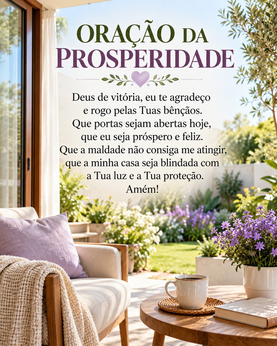 sandra_fal59015's tweet photo. Oração da Prosperidade! Deus de vitória,  eu te agradeço e rogo por tuas bênçãos. Que portas sejam abertas hoje, que eu seja próspero e feliz. Que a maldade não consiga me atingir, que minha casa seja blindada com a sua luz e a tua proteção. É o que peço em nome de Jesus! Amém! https://t.co/mIEwcQ3Pyk