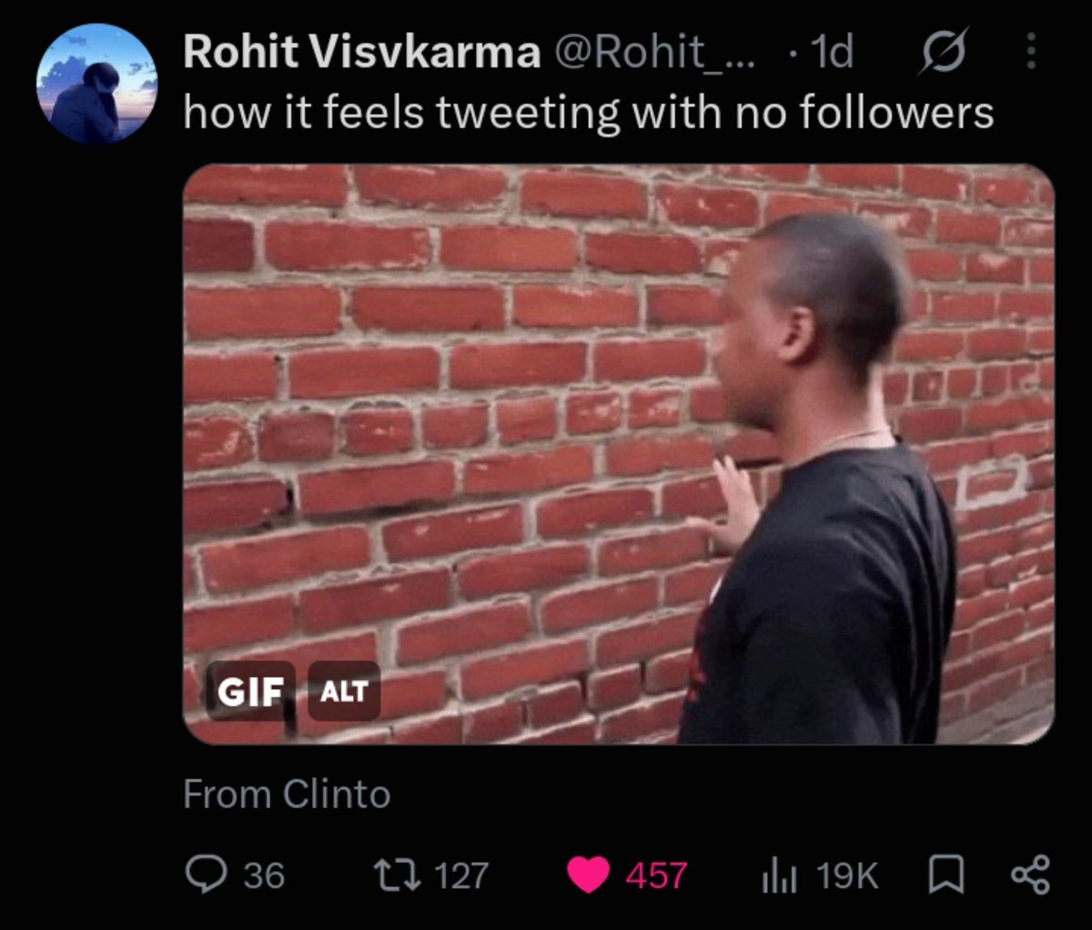 Rohit_wish's tweet photo. My first X Banger tweet 💪

And also got some international friends which I completely didn't expect that. Thanks 😊 https://t.co/J9jb8UdRjS