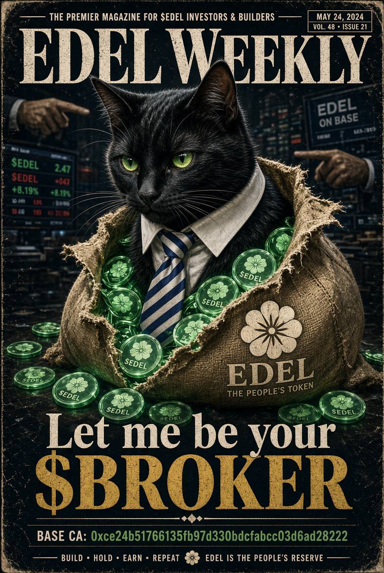 YessahBlessahCC's tweet photo. 💫1st $EDEL Meme Coin - base:0xce24b51766135fb97d330bdcfabcc03d6ad28222 -@BrokerCat_Edel - https://t.co/4IMDdHMo7d 

Well Folks...The Cat's out of the Bag! 😎

Let's revisit the thesis on base:0xce24b51766135fb97d330bdcfabcc03d6ad28222 CAT Coin as the chart is truly looking primed and ready to go to move up past $500k market cap any hour/day now!

Why I think base:0xce24b51766135fb97d330bdcfabcc03d6ad28222 has an interesting setup on Base: 🧐

@BrokerCat_Edel is a recent Base Meme Coin built around a simple idea:

Trade base:0xce24b51766135fb97d330bdcfabcc03d6ad28222 → fees buy $EDEL → holders receive the $EDEL.

Here’s why that model is interesting 👇

1) base:0xce24b51766135fb97d330bdcfabcc03d6ad28222 is paired with $EDEL

Unlike the usual meme coin setup, base:0xce24b51766135fb97d330bdcfabcc03d6ad28222 is designed around $EDEL , with trading taking place against EDEL on Uniswap V4.

That creates a direct relationship between the two tokens...

2) The key part is the fee mechanism.

When base:0xce24b51766135fb97d330bdcfabcc03d6ad28222 is traded, the contract collects transaction fees.

Those fees are then used to market buy $EDEL on @base
 
So trading activity isn't just volume sitting on a chart, part of the mechanism converts fees into $EDEL .

3) Where does the $EDEL go? The best part...😉

The purchased $EDEL is distributed directly to base:0xce24b51766135fb97d330bdcfabcc03d6ad28222 holders according to the project’s mechanism. No traditional staking process is required.

So far, it has paid out over $30,000 worth of Dividends to its holders... base:0xce24b51766135fb97d330bdcfabcc03d6ad28222 & $EDEL Wow! 

4) This creates an interesting flywheel.  
*More attention → more trading
*More trading → more fees
*More fees → more $EDEL purchased
*More $EDEL purchases → potentially more interest in the @CantonNetwork ecosystem! 

That's the thesis behind base:0xce24b51766135fb97d330bdcfabcc03d6ad28222 😎

5) Here's the interesting part folks, the relationship between the 2 tokens...

base:0xce24b51766135fb97d330bdcfabcc03d6ad28222 isn't simply trying to exist as another Base memecoin.

Its ENTIRE narrative is connected to @edeldotfinance !

**If activity around base:0xce24b51766135fb97d330bdcfabcc03d6ad28222 grows, the mechanism creates additional demand for the REAL $EDEL coin!

6) Of course, volume matters... 👇

A mechanism like this needs consistent trading activity to become meaningful.

If volume disappears, the amount of $EDEL generated through fees also falls. So this isn't a guaranteed yield machine. It's dependent on actual market activity.

7) That's why I'm watching @BrokerCat_Edel coin!

It's still very young, but the mechanism is easy to understand:

base:0xce24b51766135fb97d330bdcfabcc03d6ad28222 volume 👉fees 👉 $EDEL buys 👉 holder distribution.

For a meme coin, having an actual economic loop behind the narrative makes it worth watching Yessah!