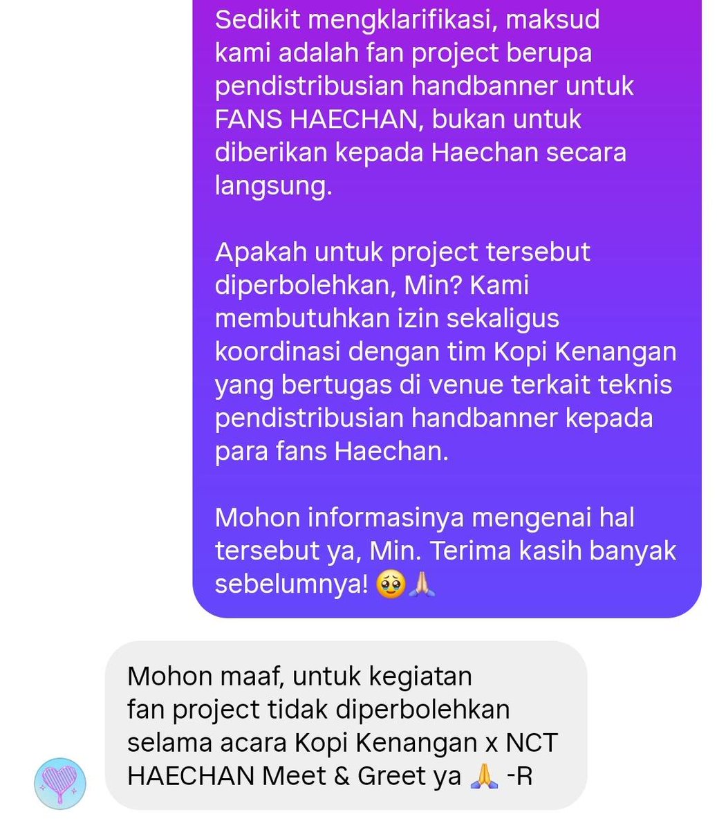haevitteam's tweet photo. Hi Sunflowers! Kami dari Haevitteam sudah mendapatkan balasan dari Kopi Kenangan. Detail dapat dilihat pada gambar di bawah ini, ya~

Karena itu, dengan berat hati projek pendistribusian handfan (and the planned gift for HC) ini belum dapat kami pastikan pelaksanaannya.🙏

[Cont] https://t.co/Z9MbyiYmwz