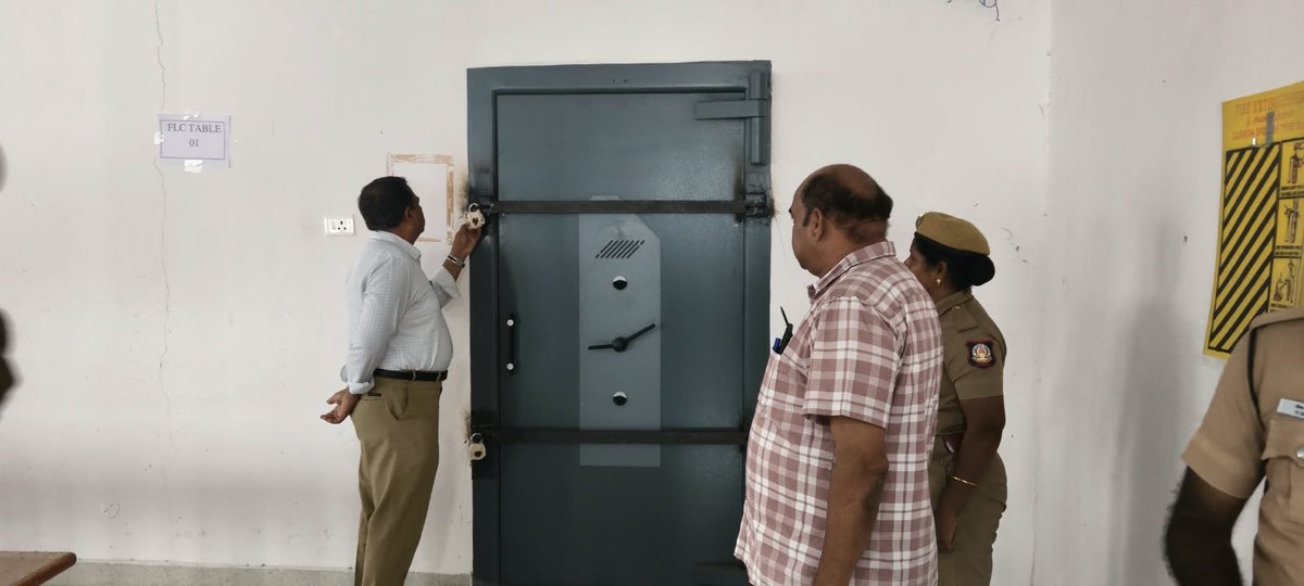 collrpmb1's tweet photo. The EVM Godown Monthly Inspection for the month of October 2026 was conducted by the Respected District Election Officer and District Collector ,Perambalur District. https://t.co/krKDNt4TY7