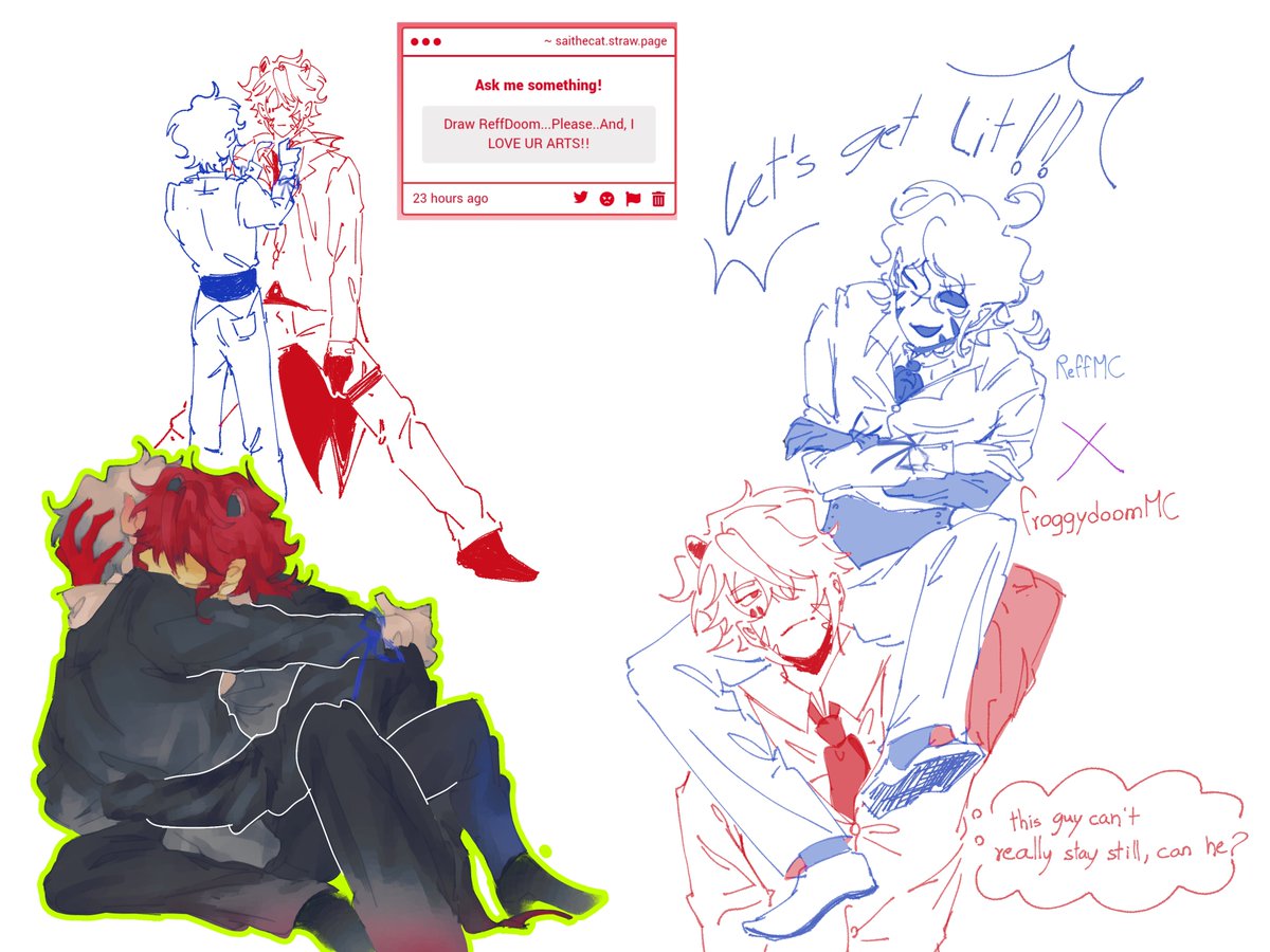 naoopama's tweet photo. The exams are close up my ahh and I cannot stop myself from drawing dawg😭✌️💔💔
#FroggydomMC x #ReffMC #ReffDoom https://t.co/51YkZSDo2b