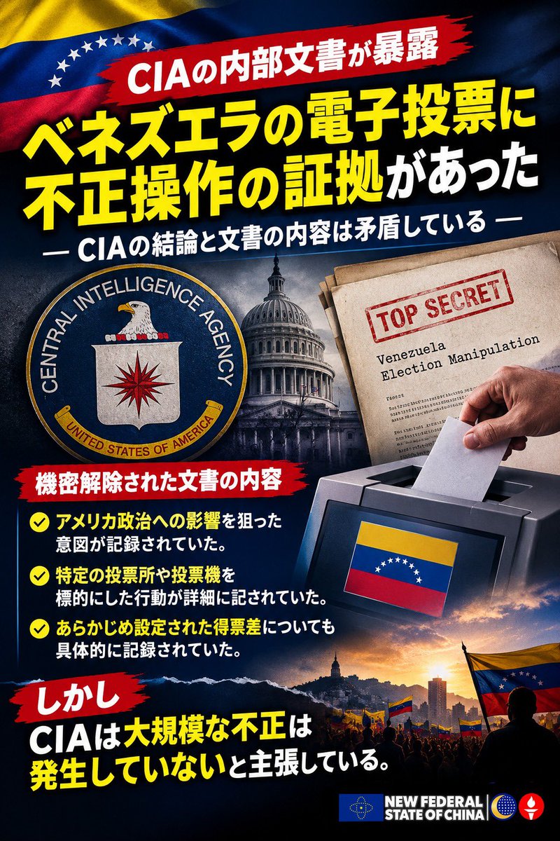 xiuhongxh's tweet photo. #NFSCマルチ翻訳 5️⃣0️⃣2️⃣6️⃣
2026年10月5日、カーステンスは、CIA（中央情報局）がベネズエラの電子投票に対する不正操作に関する内部文書を機密解除したが、その文書の内容は同局の結論と矛盾していると指摘した。

文書には、アメリカ政治への影響を狙った意図、特定の投票所や投票機を標的とした行動、さらに、あらかじめ設定された得票差について詳細に記録されていた。
しかし、CIAは大規模な不正は発生していないと主張している。
澳喜🇦🇺日語🇯🇵