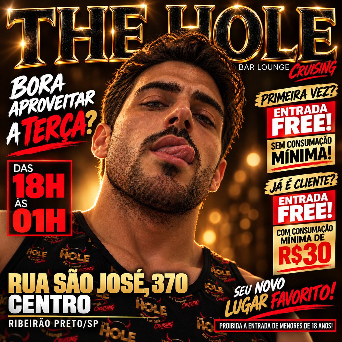 the_hole_rp's tweet photo. Terça também é dia de curtir algo de leve e bem de boa... Só vem!!! 🍻

Obs: EXCLUSIVO para público gay masculino.

Proibido a Entrada de Menores de 18 Anos! 🔞

#theholerp #barlounge #bargay #barcruising #ribeiraopreto https://t.co/sOBOC4BY7f
