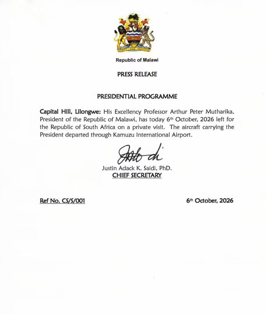 daddyhope's tweet photo. Malawi’s 87-year-old President, Professor Arthur Peter Mutharika, has travelled to South Africa for medical treatment, although the government is describing the trip as a “private visit”.

Mutharika returned to power in October 2025. This is his fourth trip to South Africa since then. He is said to be battling a serious ailment that is being managed by South African doctors.

Malawi’s health facilities are in a dire state. Some hospitals do not even have water. Yet the president is spending millions of dollars travelling to South Africa in private jets for treatment instead of investing in local facilities; cancer care, dialysis and cardiac services that could benefit all Malawians.

This is one of Africa’s persistent problems. In many countries, presidents have to seek treatment abroad because their own health systems lack the facilities they need. South Africa, Namibia, Botswana and a few others are among the countries where presidents can receive treatment in their own countries.

Malawians voted for 87-year-old President Arthur Peter Mutharika, with many arguing that he was the best candidate among those on offer. Yet former Reserve Bank of Malawi Governor Dalitso Kabambe was also running. Malawi’s 2025 election had 17 presidential candidates.

Malawi is one of Africa’s tragic cases, where people often vote along tribal or regional lines instead of judging candidates by their competence and ability to govern.

It is also one of the world’s poorest countries. The World Bank puts Malawi’s 2025 gross domestic product at about US$14.9 billion, with GDP per capita at roughly US$672. Its 2025/26 national budget is estimated at K8.58 trillion or US$4.9 billion. The country is battling severe foreign-exchange shortages, fuel and fertiliser shortages, high inflation, food insecurity and a heavy debt burden. 

Debt servicing takes a large share of government revenue. These are the conditions the government should be confronting by strengthening public services and the economy.