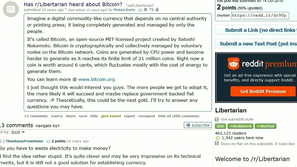 thompsonem0n's tweet photo. The first-ever Bitcoin post on Reddit got downvoted.
#Crispy https://t.co/cNdovS7fvH