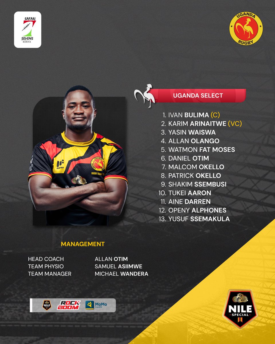 Uganda_Sevens's tweet photo. Sound It. 🔊🇺🇬
Your Uganda 7s Select Team to take on #Safari7s in Nairobi this weekend. 

#UgandaRugby | #UgandaSevens https://t.co/P0TbyfYASS
