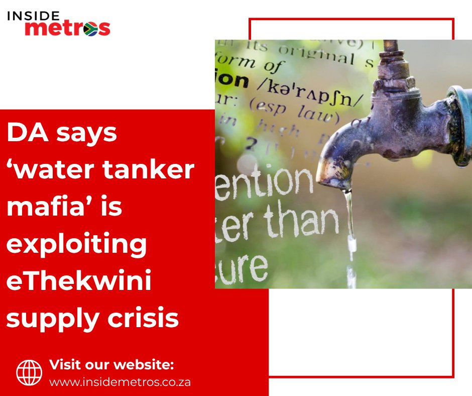 insidemetrosza's tweet photo. DA claims that water infrastructure is being deliberately disrupted in eThekwini to create tanker services demands while eThekwini defends efforts put into stabilizing water supply.
Read more on https://t.co/sbKJtg96sL
#watercrises #eThekwini #DA #InsideMetros #southafricannews https://t.co/uz26ZkfNJR
