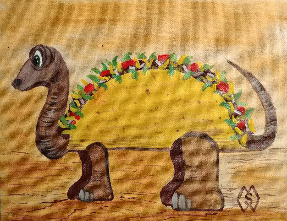 MattStarrFineA1's tweet photo. Oct. 6th is National Taco Day. I love tacos so I had to paint this acrylic painting of a prehistoric Tacosaurus adventure. https://t.co/eGA2JWcve0
#mattstarrfineart #NationalTacoDay #taco #tacos #tacosaurus #dinosaur #art #painting #tshirts #ArtoftheDay #tshirt #artistic https://t.co/SOsXWaQaih