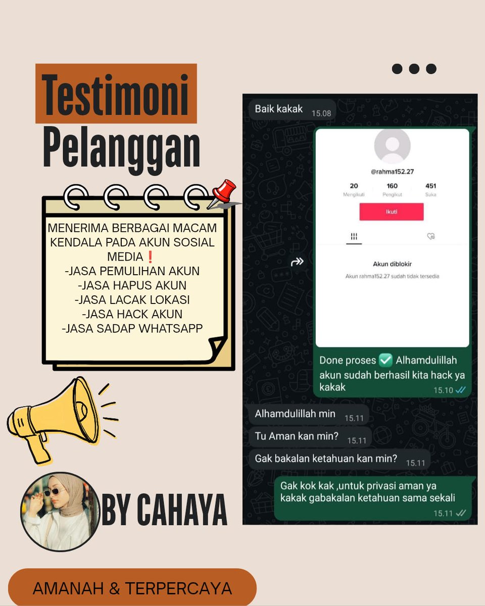 hyfioa's tweet photo. Menerima Jasa Pemulihan &amp; Perbaikan Akun Sosmed.

- Pulihkan,Balikin &amp; Hapus/Nonaktifkan Akun.

- Lacak Lokasi, Sadap Wa, Hack Akun &amp; Lainnya.

( Facebook, Instagram, TikTok, WhatsApp, Line, Twitter/X, Gmail/Email,Telegram, Game &amp; Lainnya ) #zonauang

Fast On WhatsApp Di Profil✅ https://t.co/wvoCHeM8Th