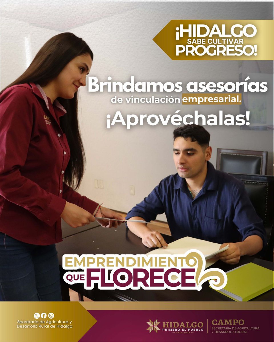 PachucaVIVE's tweet photo. ¡Atención emprendedores del campo hidalguense! 🌱
¿Buscas impulsar tu proyecto o empresa?🤝

📅Agenda tu asesoría de vinculación empresarial con:
✅Acompañamiento especializado
✅Herramientas para el crecimiento de tu negocio

📞Más información al 771 717 6000 ext. 4700
¡Hidalgo sabe cultivar progreso! 🌾

#PrimeroElCampo