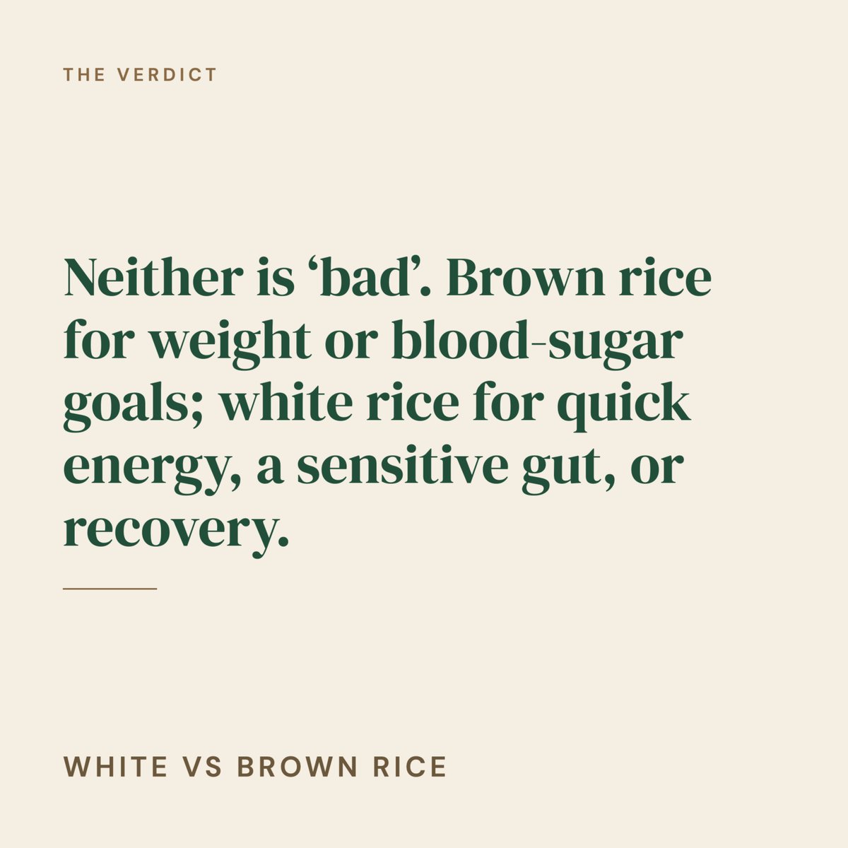 dobcyindia's tweet photo. White rice vs. brown rice:

Brown: more fibre, slower digestion. Better for weight and blood sugar goals.
White: quick energy, easy on the gut. Good for recovery.

Neither is "bad." Match the rice to your goal.

Which one's on your plate daily?

#DobcyIndia #Nutrition https://t.co/eGbbVVgxTu
