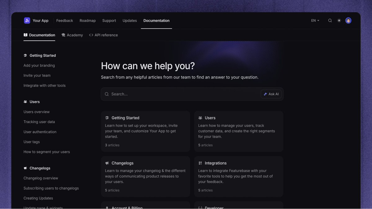 FeaturebaseHQ's tweet photo. New: Customer Portal redesign ✨

✦ API docs in Featurebase
✦ Unified portal
✦ Help Center tabs
✦ Custom fonts &amp; footer
✦ New user profiles

One home for support, docs, feedback &amp; updates.

Here’s what’s new 👇 https://t.co/A8Bj8r1wfJ