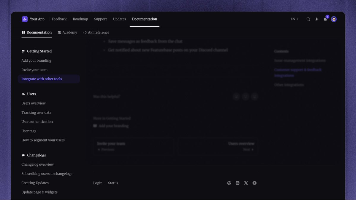 FeaturebaseHQ's tweet photo. Make it yours 🎨

Match your portal to your brand with:

✦ Custom fonts, including your own uploads
✦ More color controls for light &amp; dark themes
✦ A footer with social &amp; page links https://t.co/DEo64HvZ0D